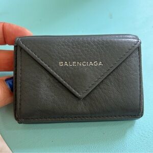 Balenciaga gray leather wallet  Card Holder.